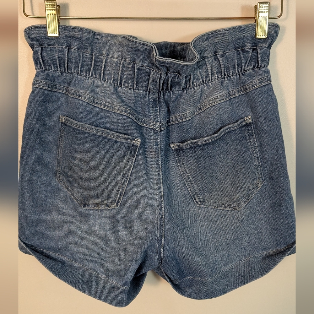 Sincerly Jules High Waisted Cuff Denim Blue Shorts - Picture 4 of 5